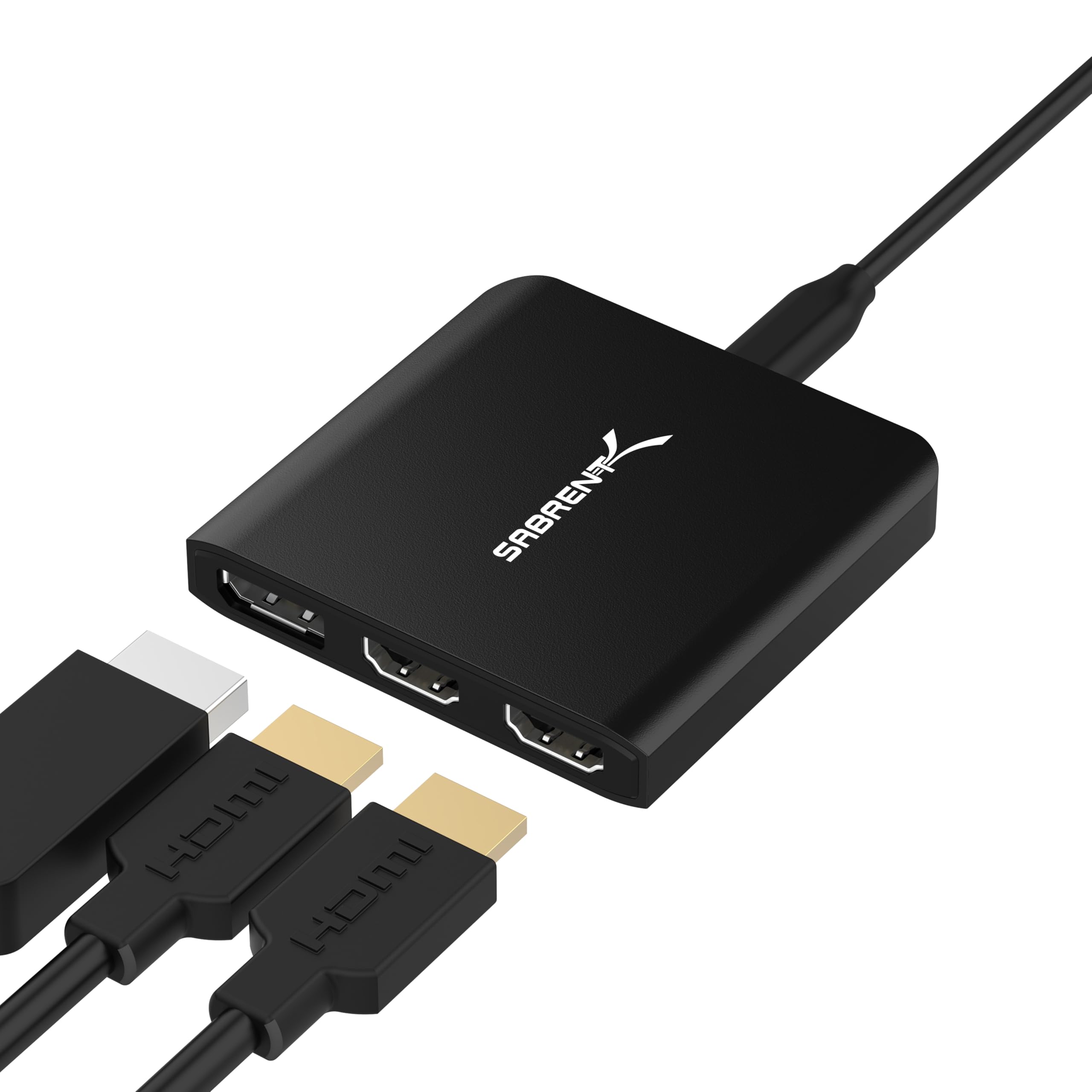 SABRENT USB C auf Dual HDMI Adapter + Displayport Adapter 8K@30Hz 4K@60Hz Externe USB Grafikkarte für Laptop (DA-H2D1)