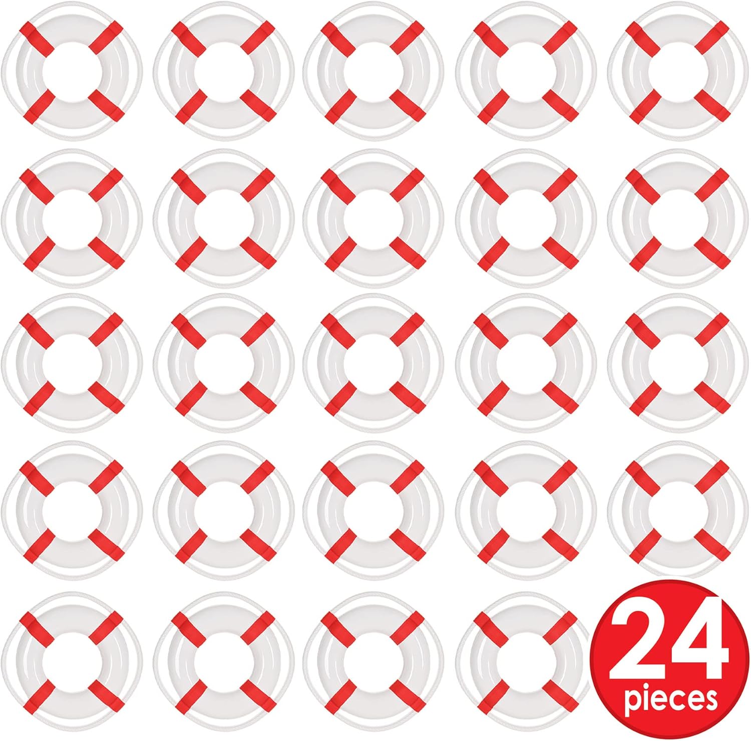 Beistle 24 Piece Novelty Plastic Life Preservers Nautical Decorations Beach Theme Summer Luau Party Supplies