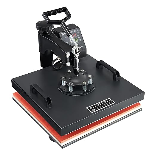 VEVOR 2 in 1 Heat Press Machine 15x15 Inch, 360° Swing Away Digital Tshirt Press Machine, Clamshell Heat Transfer Sublimation for Printing T-Shirt Hat Cap Pillow Bag