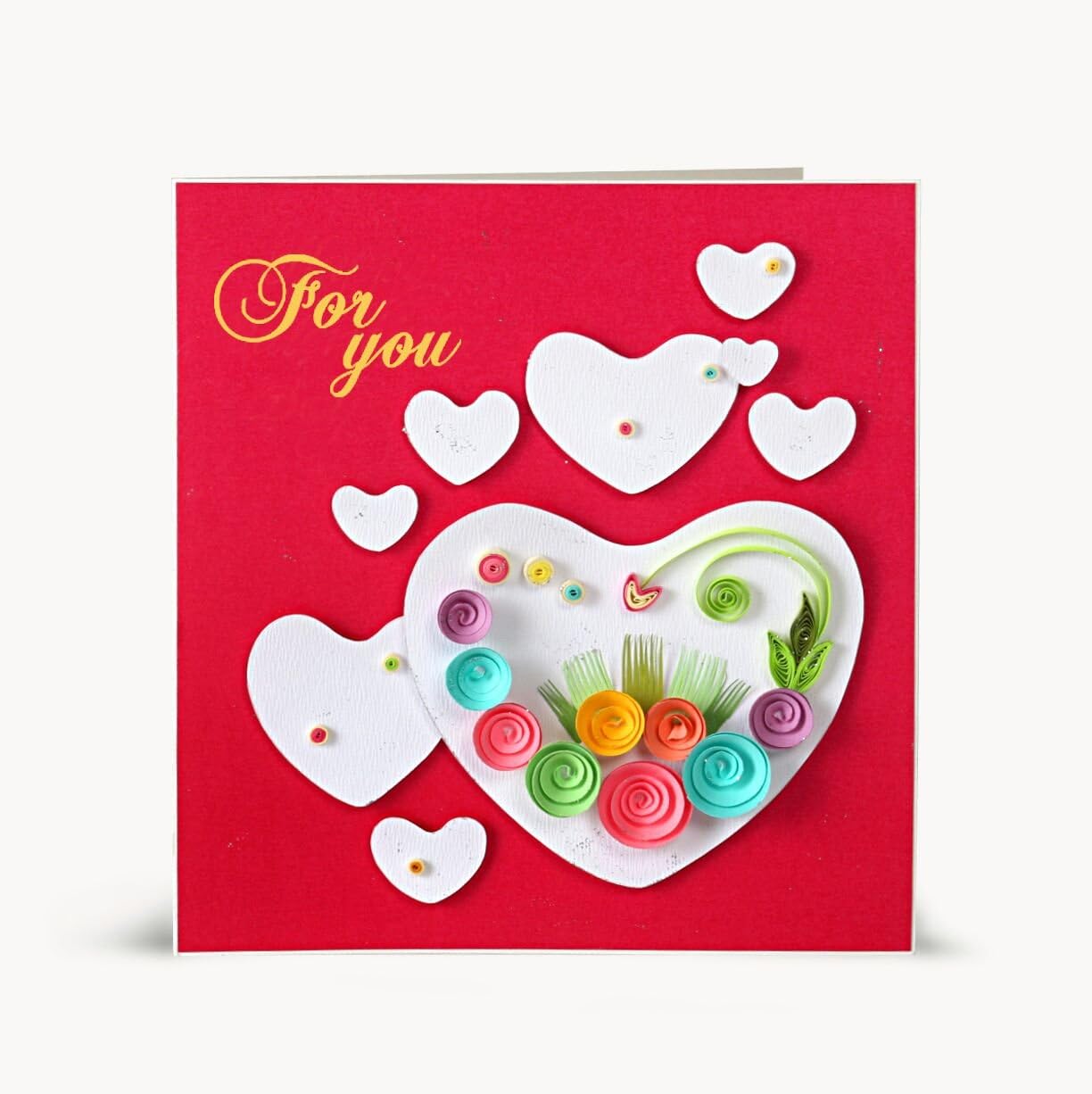 Swapnil Arts Handmade 3D Paper Quilling for You Greeting Card- Friendship/Love/Valentines/Birthday Gift for Girlfriend/Boyfriend/Wife/Husband/Friend