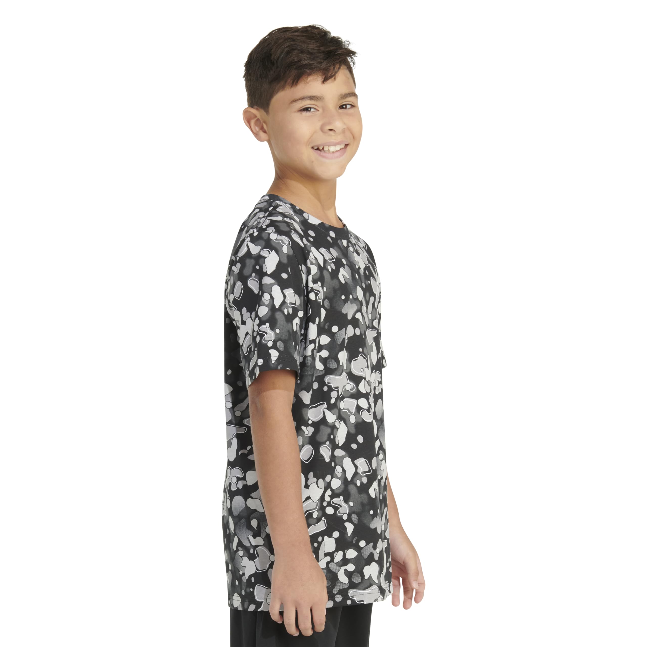 adidas T-shirt da ragazzo a maniche corte in cotone con stampa mimetica a maniche corte in cotone con stampa mimetica