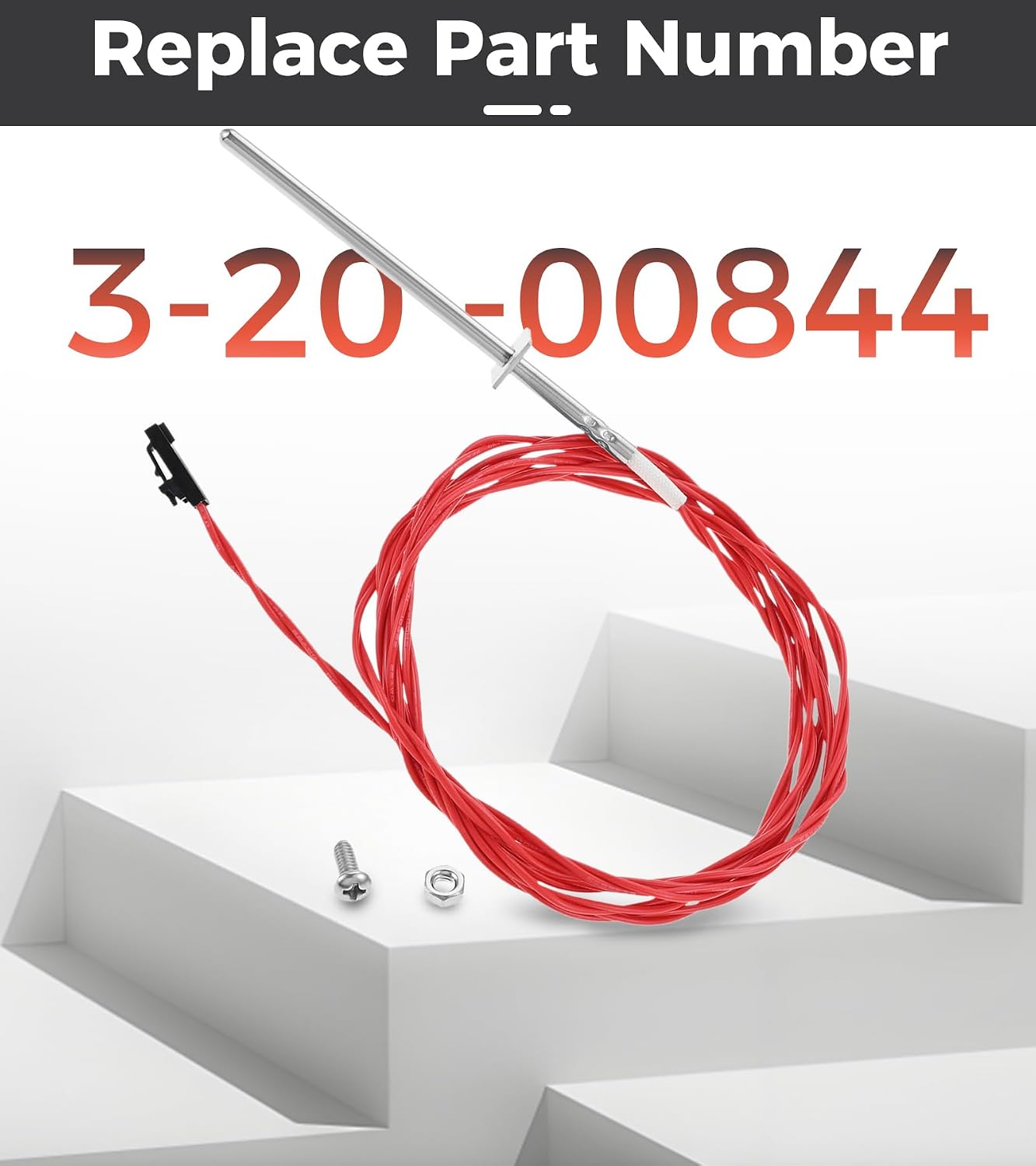 3-20-00844 Red ESP Thermistor Probe, Compatible with Harman Pellet Stove Absolute 43/63 Accentra 52i P35i P38 P43 P61 P61A P68 XXV, Heatilator BA100 BH105 BH60, Ender 3 Thermistor, CNC Touch Probe