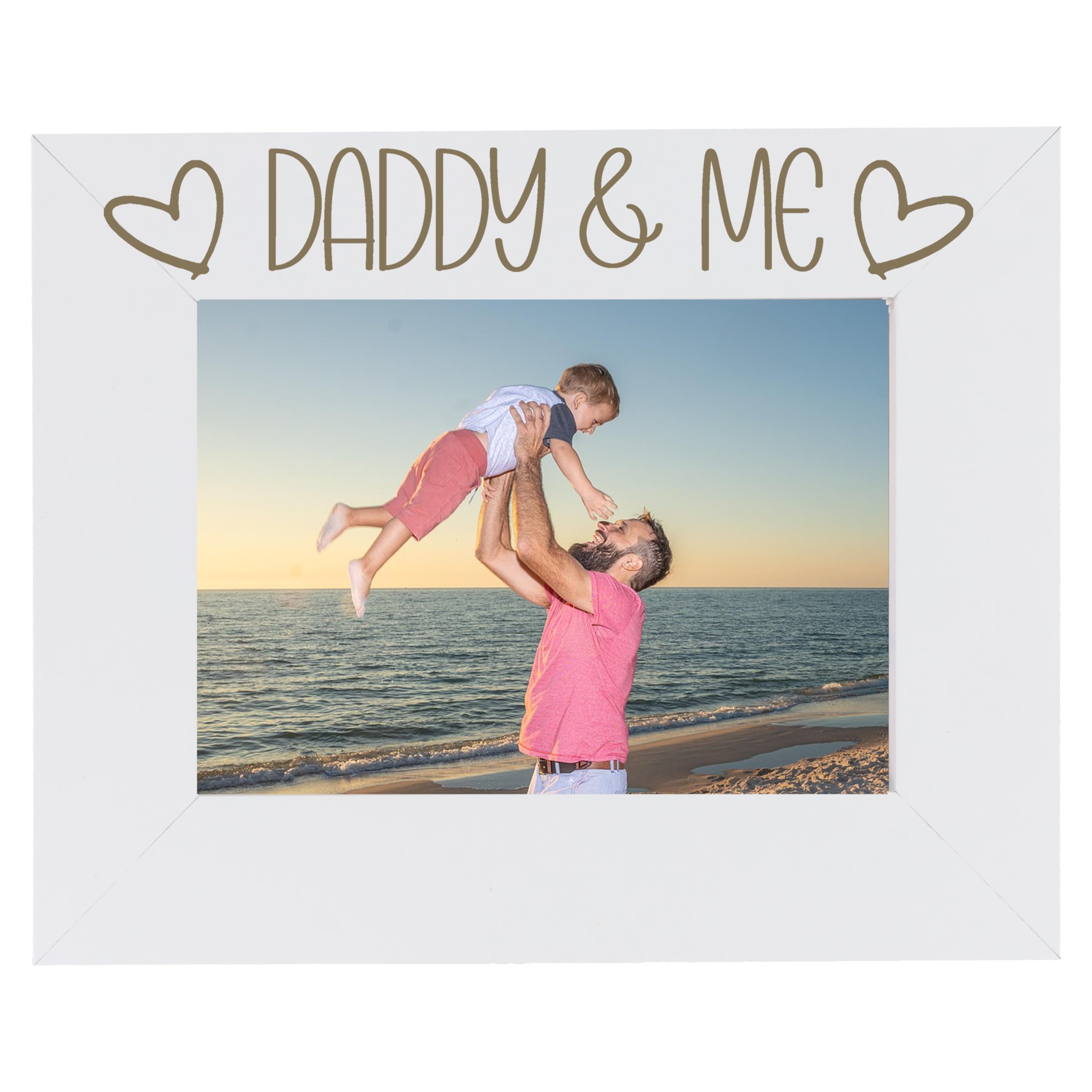 Daddy and Me Photo Frame - Best Dad Photo Frame, Dad and Daughter, Father and Son Photoframes - I Love My Daddy Gifts (White 5 x 7 Landscape)