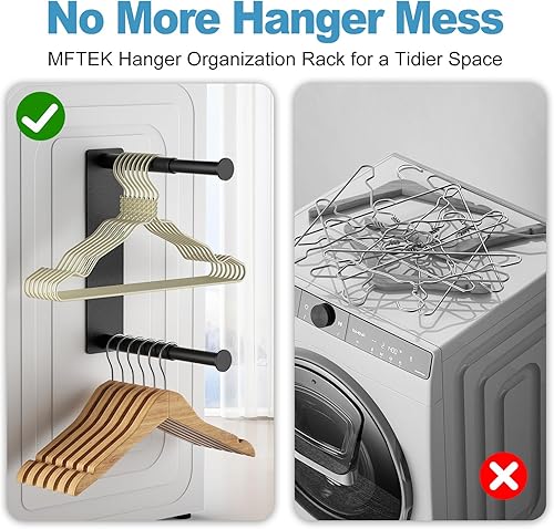 Miniatura 4 de MFTEK Organizador Apilador de Perchas, Soporte Magnético para Perchas, Estante de Almacenamiento Extensible de Perchas para Organización de Lavadora