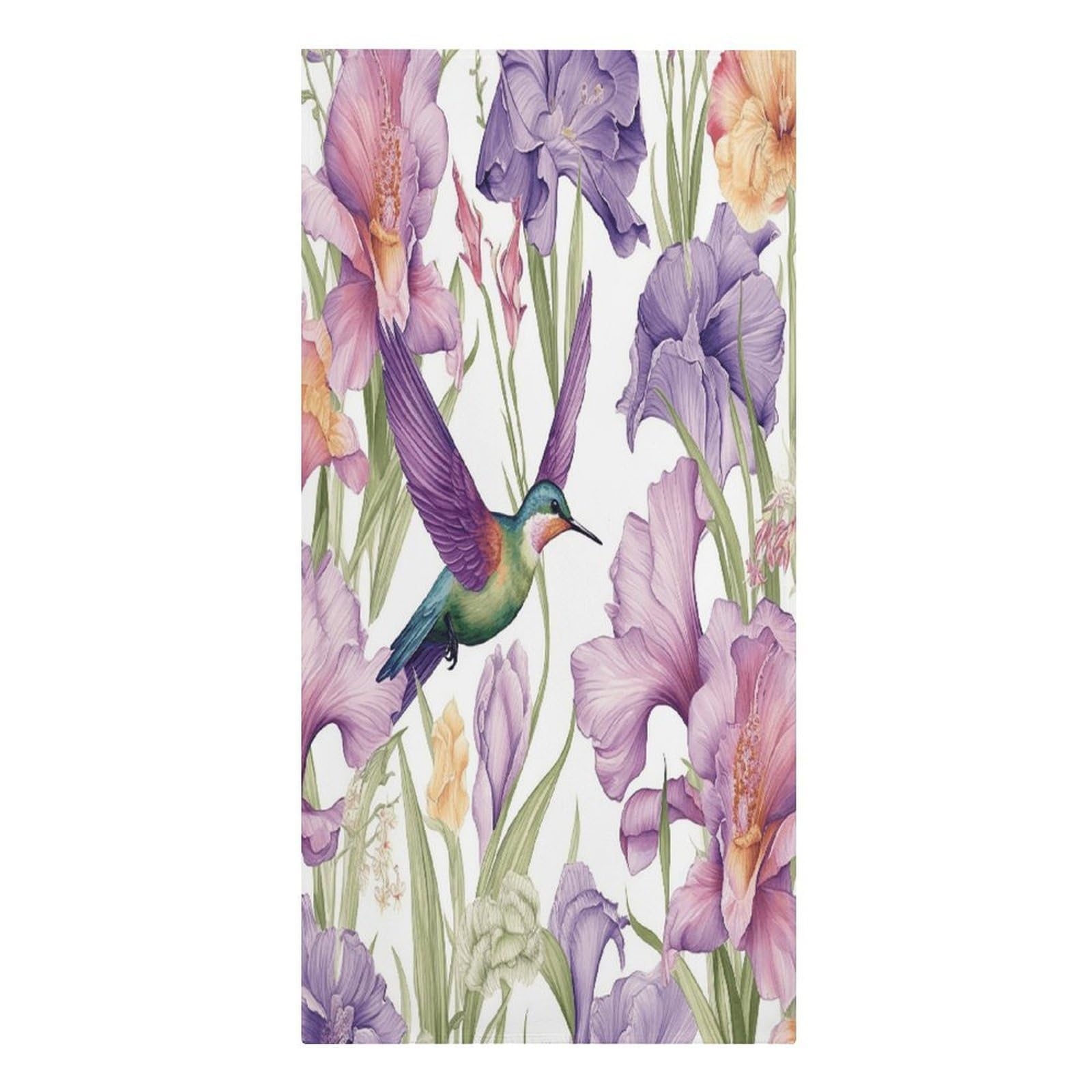 VstaDank Hummingbirds Irises Flowers Beach Towel Vacation Essentials Sand Free Soft Quick Dry Swim Towels 61"x30" Modern Extra Large Towels Lightweight Microfiber Beach Towel for Swimming Pool