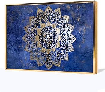 Amazon.co.jp: 絵画 青と金の切り紙トーテムインテリア 絵画 イラスト