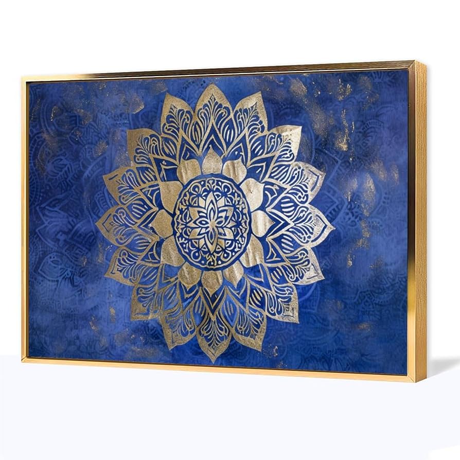 Amazon.co.jp: 絵画 青と金の切り紙トーテムインテリア 絵画