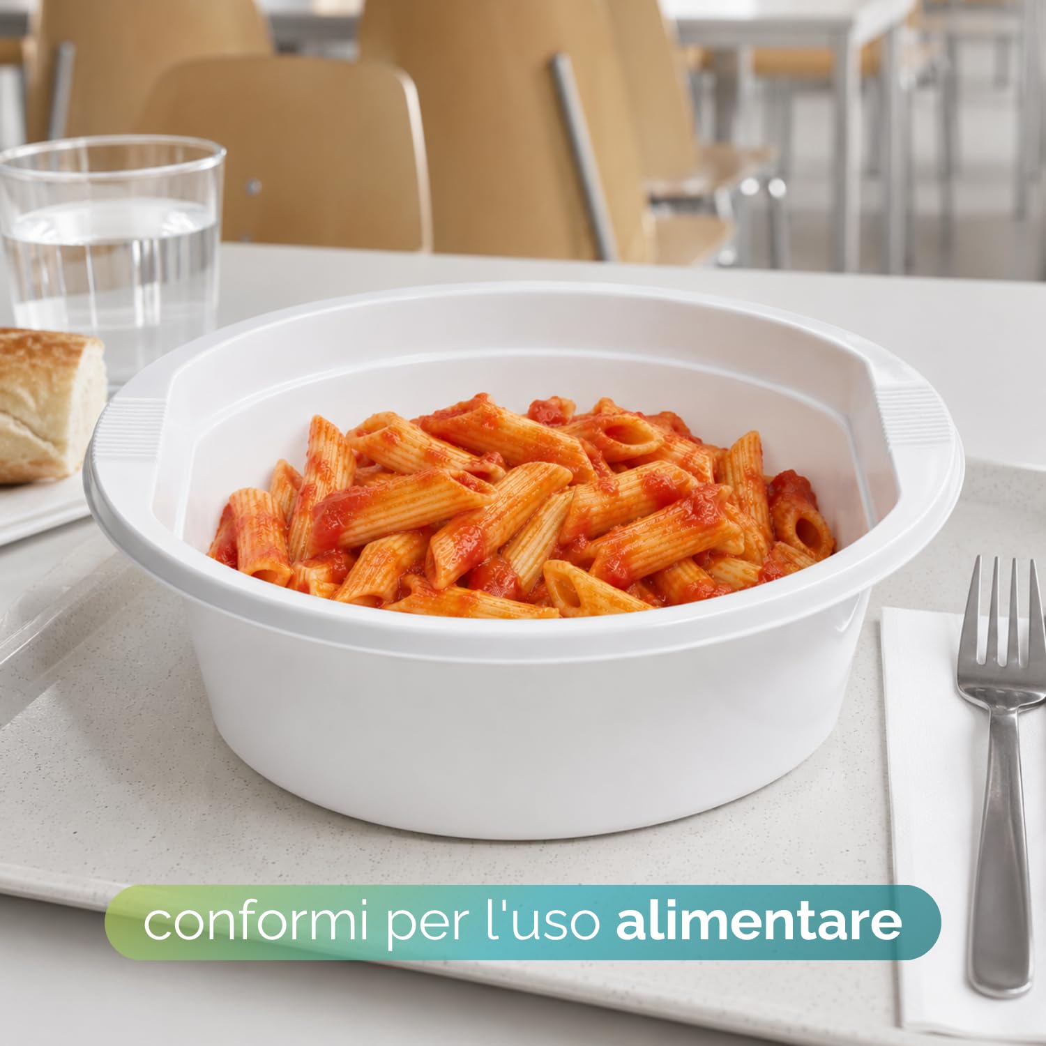 VIRSUS Scodelle Riutilizzabili Bianche 451, Capacità 800cc, Diametro 17cm e Altezza 4,8cm, Ciotole Rigide per cani 100% Riciclabile, Ciotola Fonda per Cibi Caldi e Freddi (500)