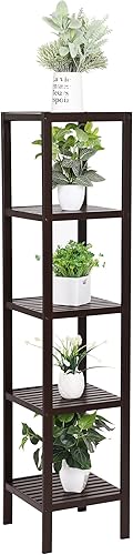 Miniatura 7 de SONGMICS - Estante de bambú de 5 niveles, estante estrecho, de almacenamiento multifuncional, esquinero, para cocina, sala, dormitorio, entrada