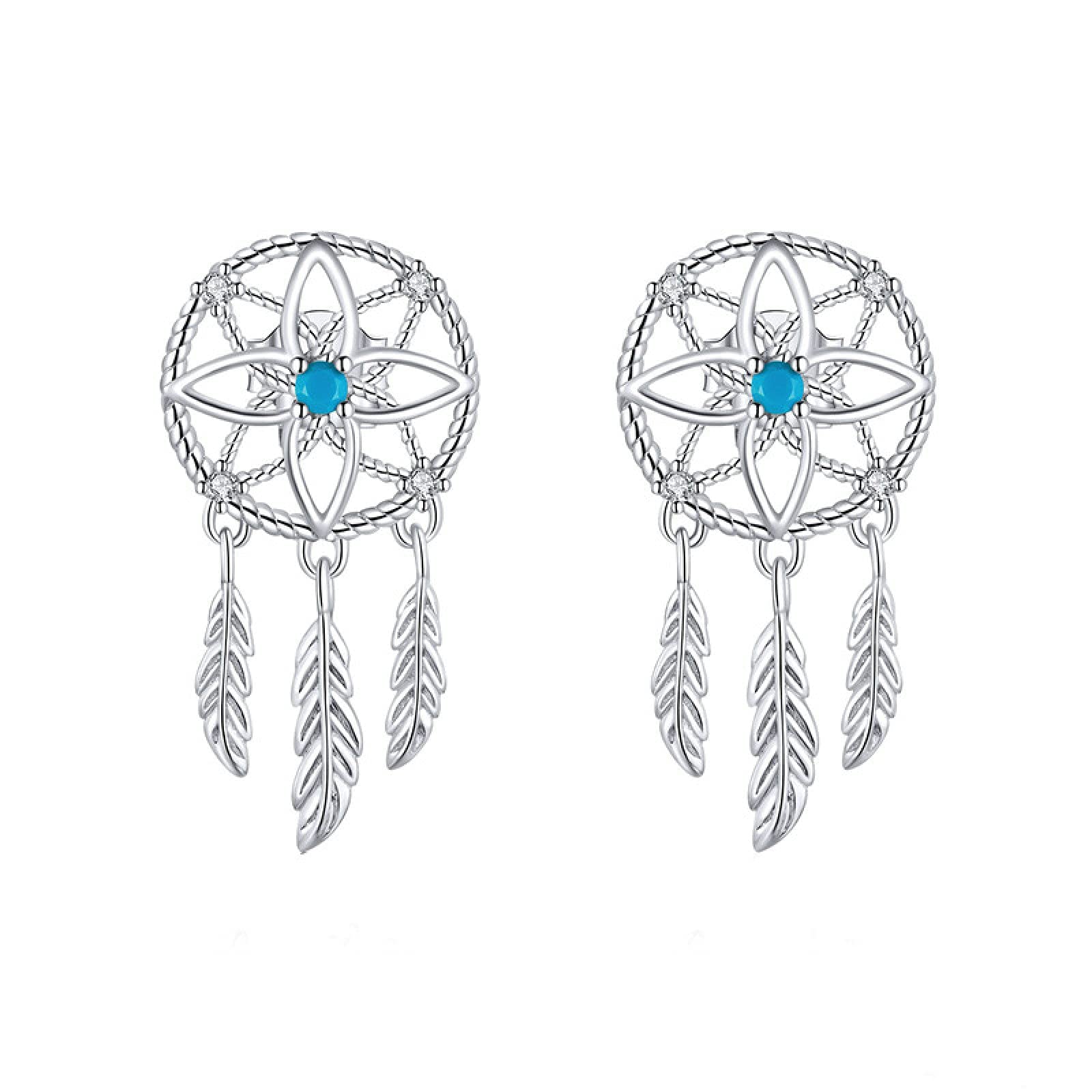 RWRAPS Orecchini per Bambina Orecchini in Argento Sterling 925 Orecchini Pendenti Acchiappasogni per Donna Orecchini Pendenti con Piume d'Argento Brincos