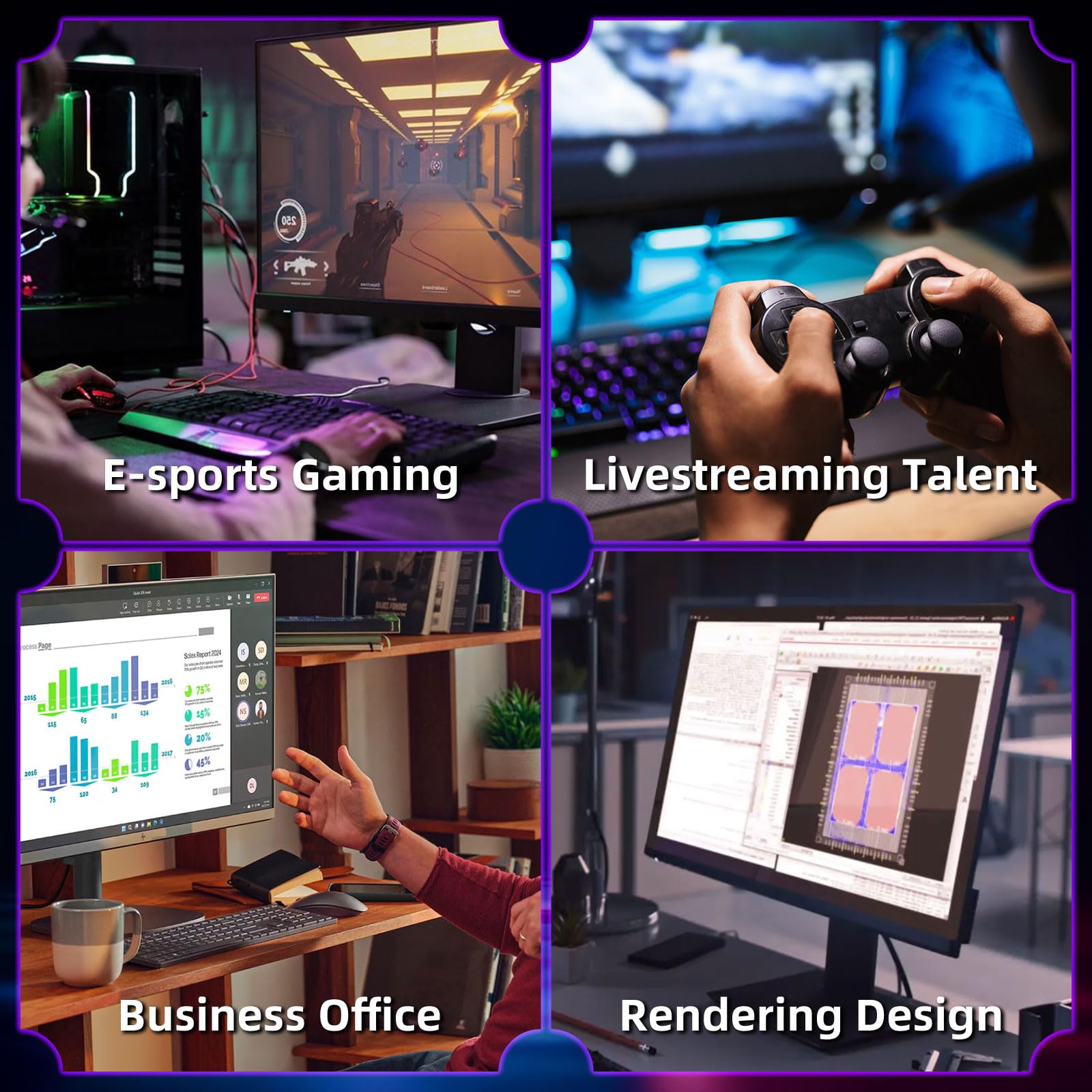 ZER-LON Gaming PC Desktop Computer, Intel Core I5 up to 3.6GHz, RX 550 4G GDDR5, 16G DDR3 RAM, 512GB NVME SSD, WiFi 5.0, Prebuilt Gaming PC Tower Computer with 5 RGB Fan — view 3