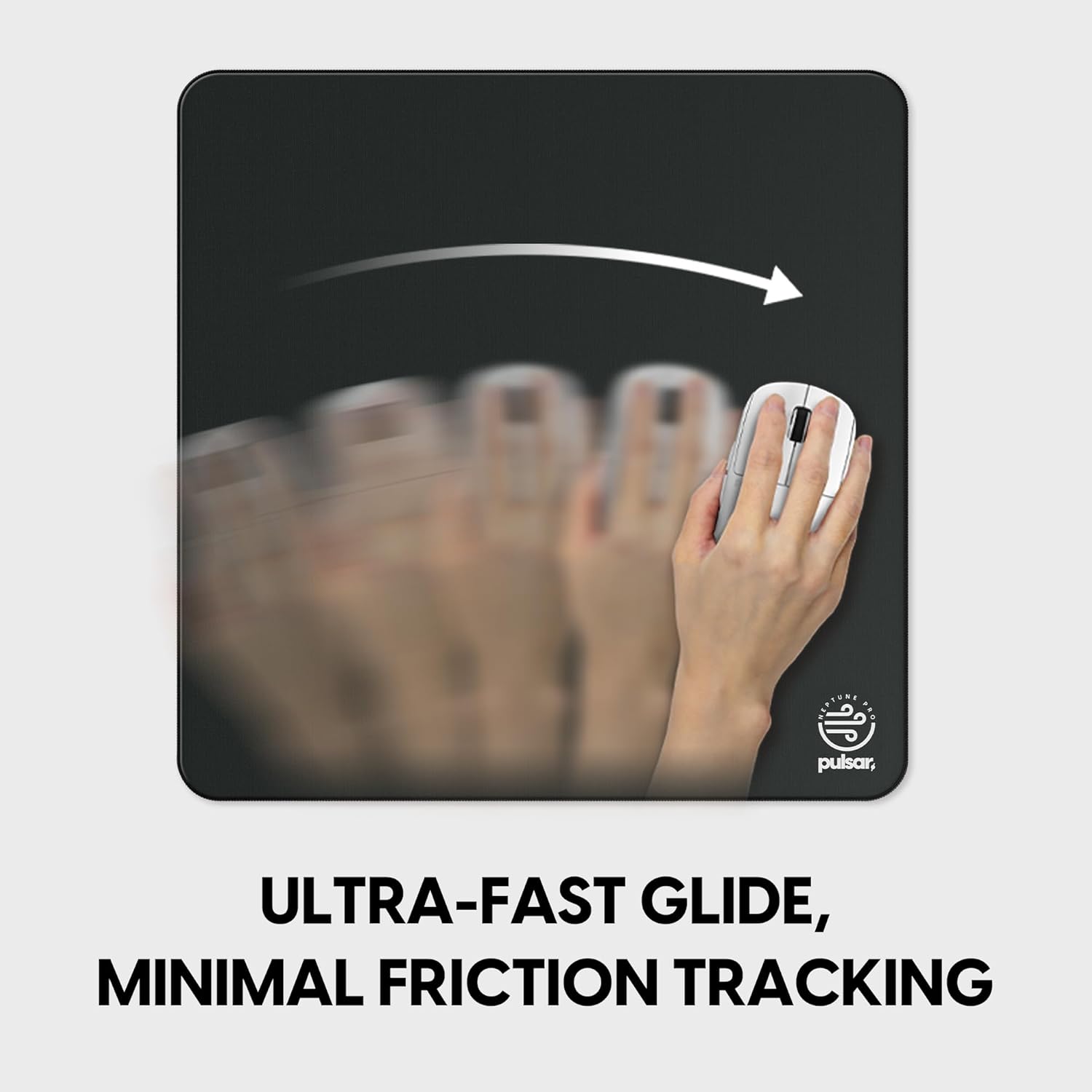 Pulsar Gaming Gears Esports Neptune Pro Gaming Mousepad – Low-Resistance Speed Surface for Fast Glide & Fluid Aiming (X-Large SQ, Firm, Jet Black)
