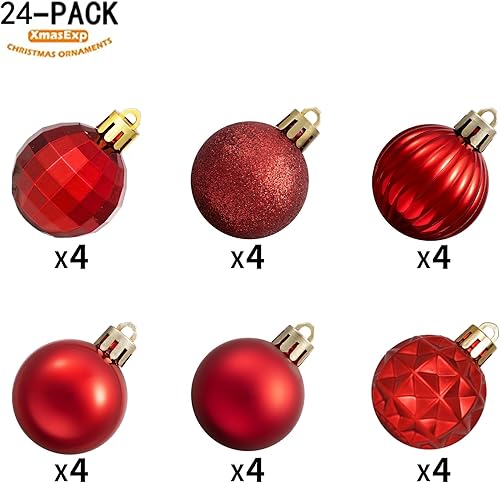 Miniatura 344 de XmasExp Juego de 24 mini esferas de Navidad inastillables para bolas de árbol de Navidad de 1.181 in/1.18 pulgadas (oro rosa)