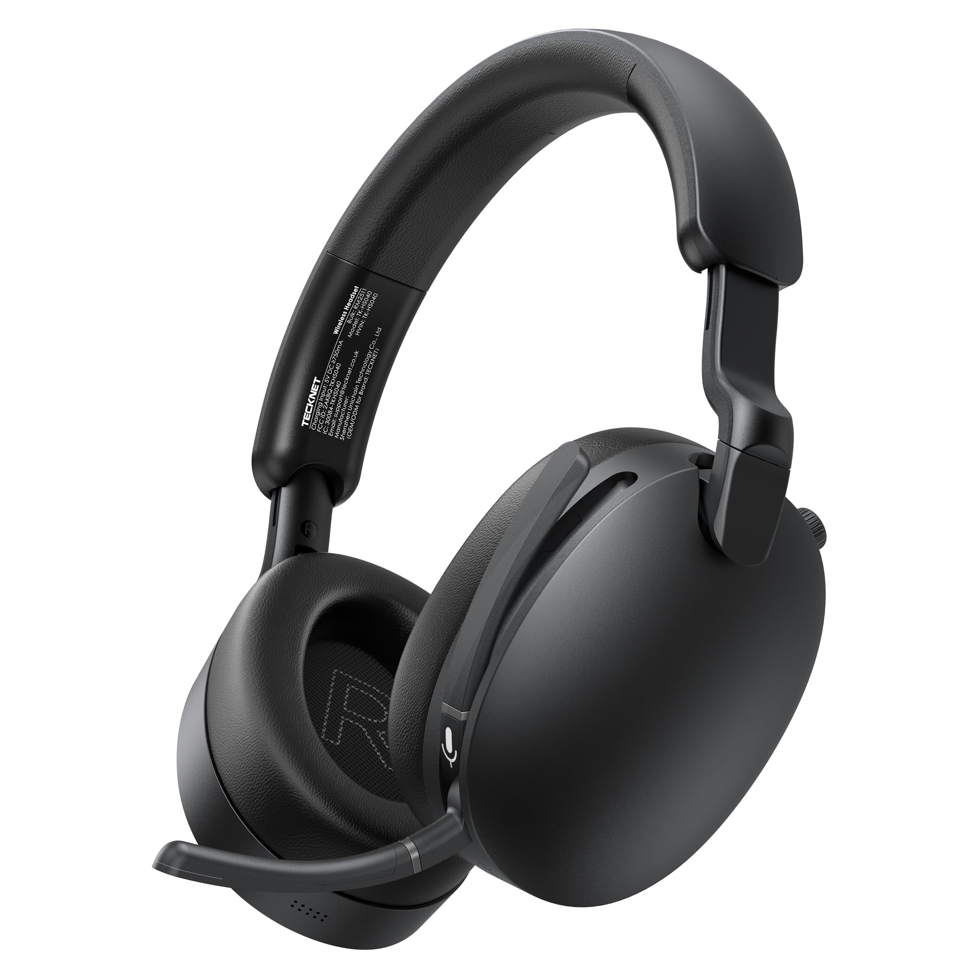 TECKNET Hybrid ANC Kopfhörer, V5.4 Bluetooth Headset mit Mikrofon, Mehrere Verbindungsmethoden, Schnellladung, 100 Std. Betriebsdauer, Over Ear Kopfhörer Bluetooth mit MFB für Musik、Büroarbeit