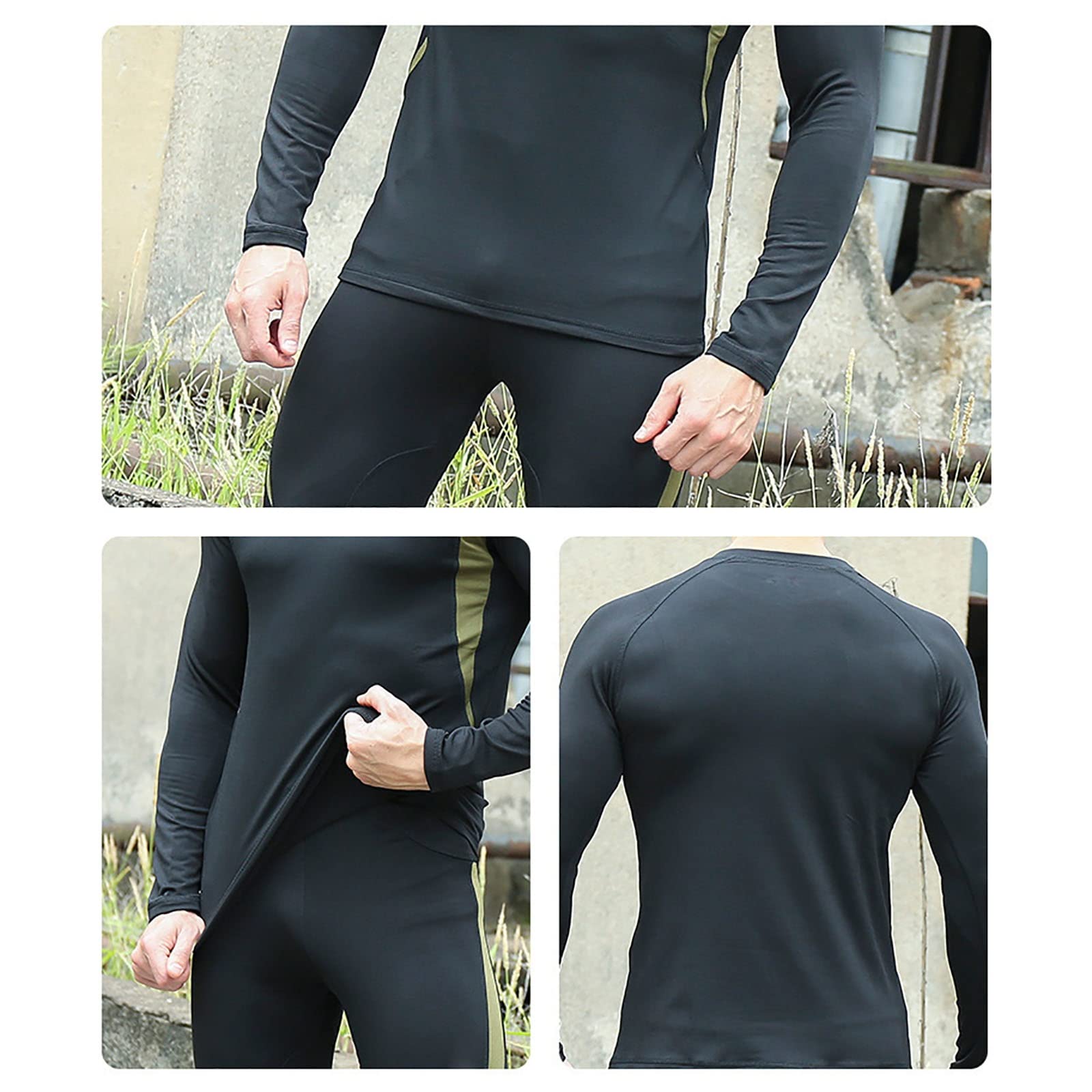 Set di biancheria intima termica in pile da uomo, funzione di assorbimento del sudore di asciugatura rapida invernale Top e leggings sportivi da uomo, per tuta di compressione dello strato base della