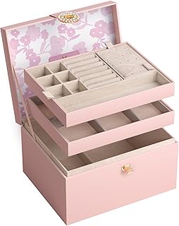 AdelDream - Joyero con botones, regalo de cumpleaños y vacaciones para mujeres, hijas y amigos, color rosa