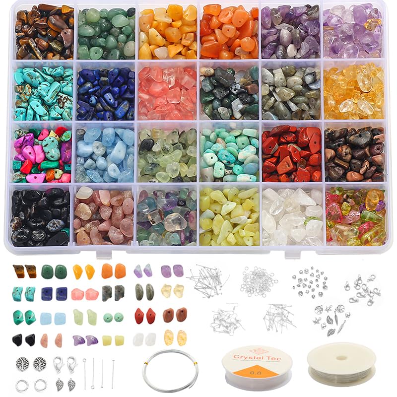 Kit de cuentas de Chips de amatista de cristal de piedra Natural, anillos con cierre de langosta, juego de abalorios de gancho for pendientes, pendientes DIY, pulsera, fabricación de joyas ( Color : 0