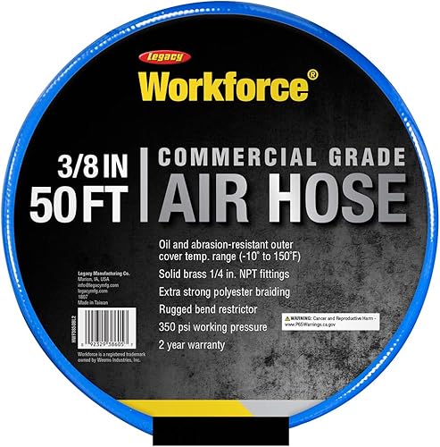 Miniatura 2 de Workforce Manguera de aire, 38 pulg. x 25 pies., accesorios de 14, PVC, azul - HWF3850BL2