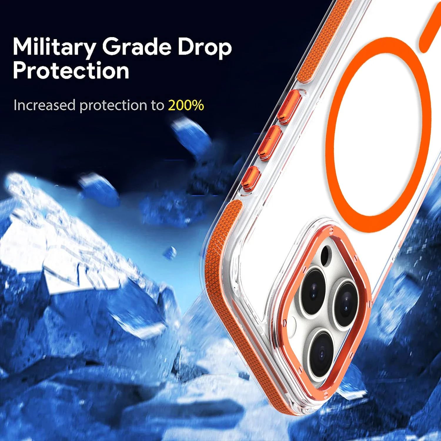 Custodia trasparente di lusso antiurto con ricarica wireless per iPhone 15 Pro e chiusura magnetica (per iPhone 15 Pro/VIOLA)