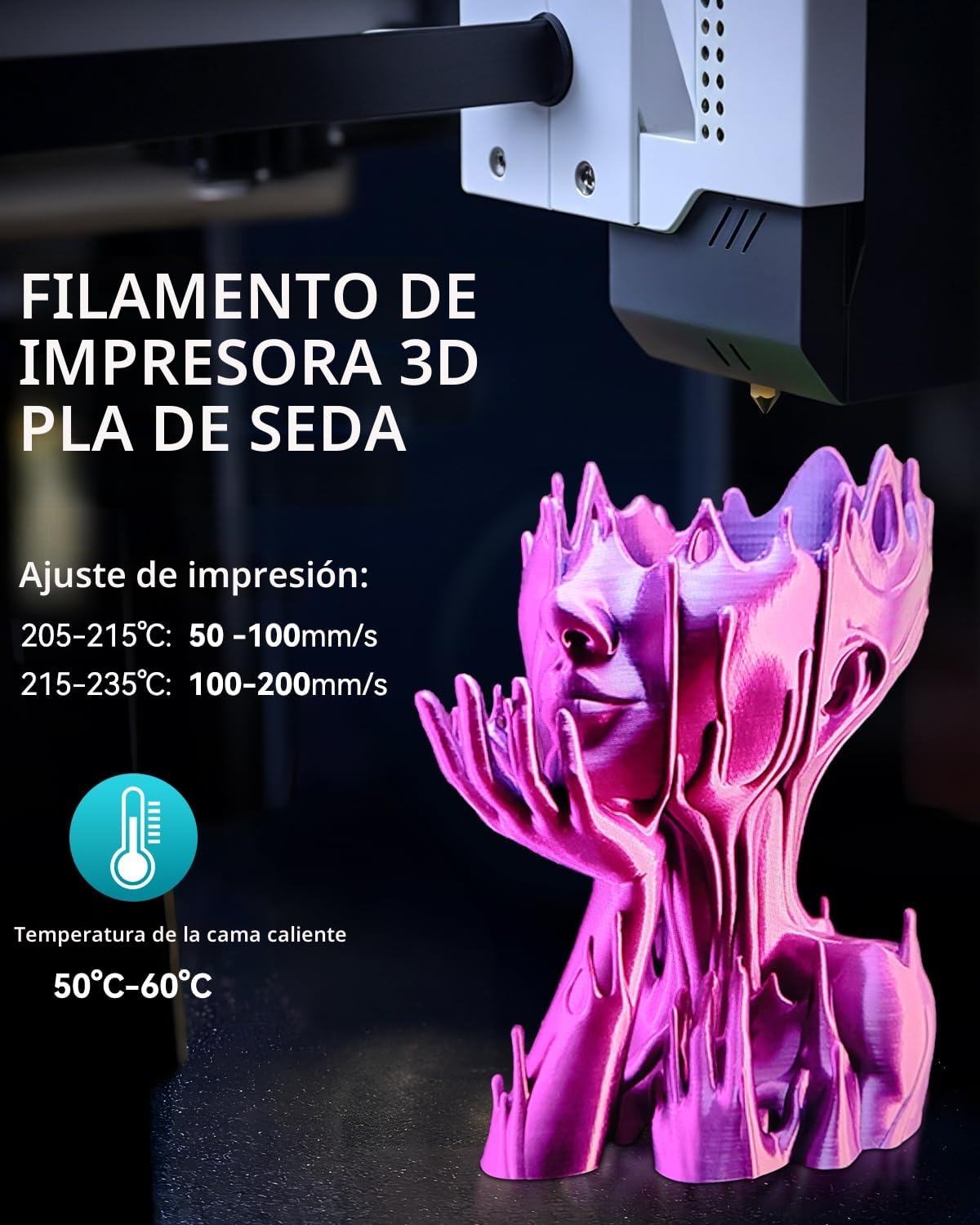 SUNLU PLA+ Silk Filamento 3D Seda Metálica 1,75 mm 1KG Plata