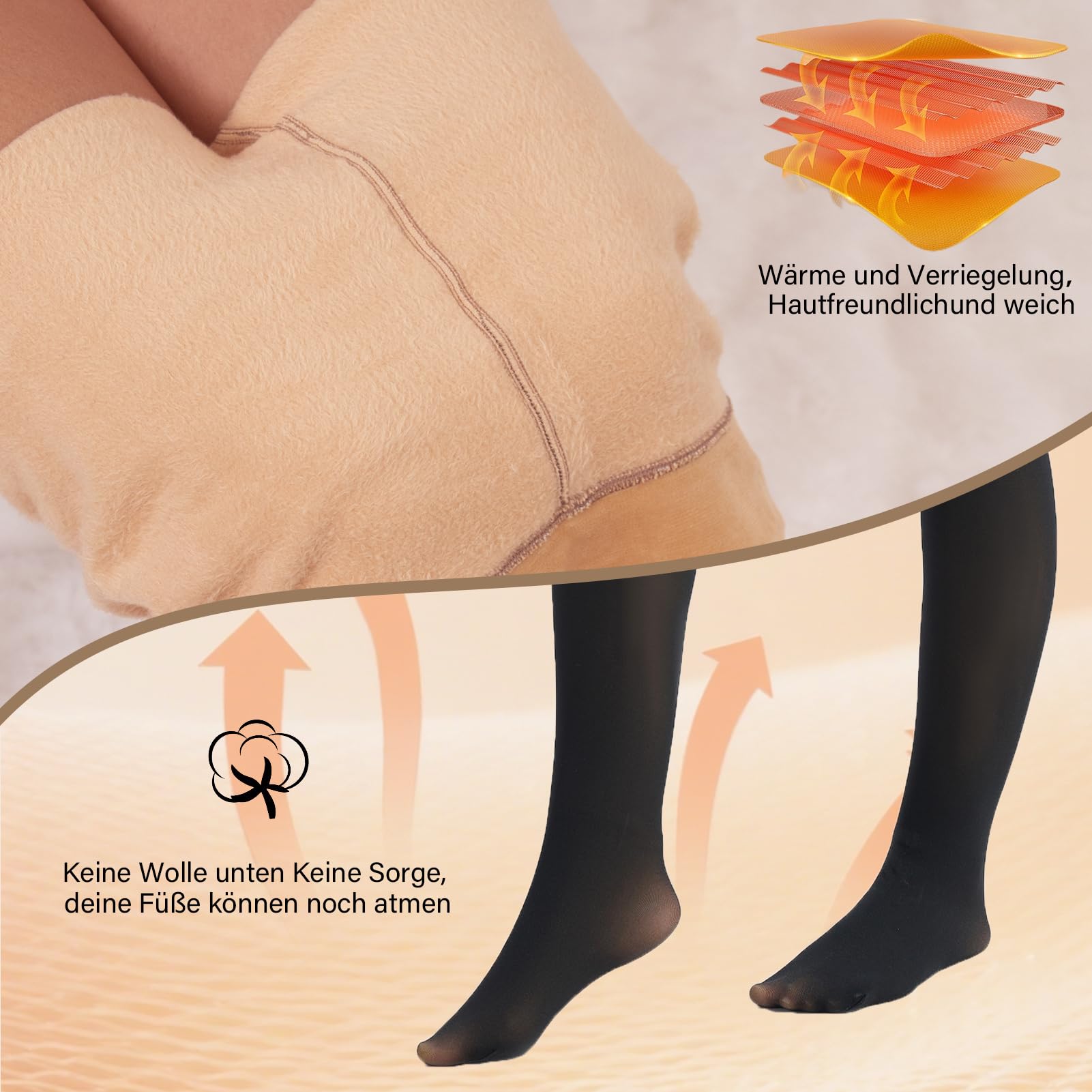 DIKER Collant Termici Donna, Calzamaglia Termica Donna Invernali con Fodera in Pile Morbido, Alta Elasticizzata, Calzamaglia Coprenti a Vita Alta con Versione Lunga