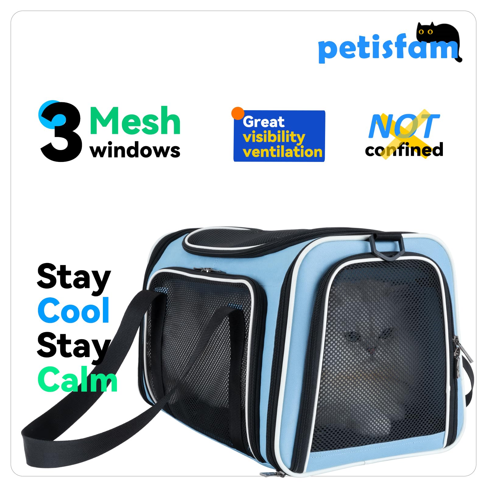 Katzen freiwillig betreten die Transportbox Stressfreier Tierarztbesuch, tierärztlich zugelassenes Design 360 Mesh Sichtbarkeit, langfristige Haltbarkeit, autosichere und abschließbare Reißverschlüsse