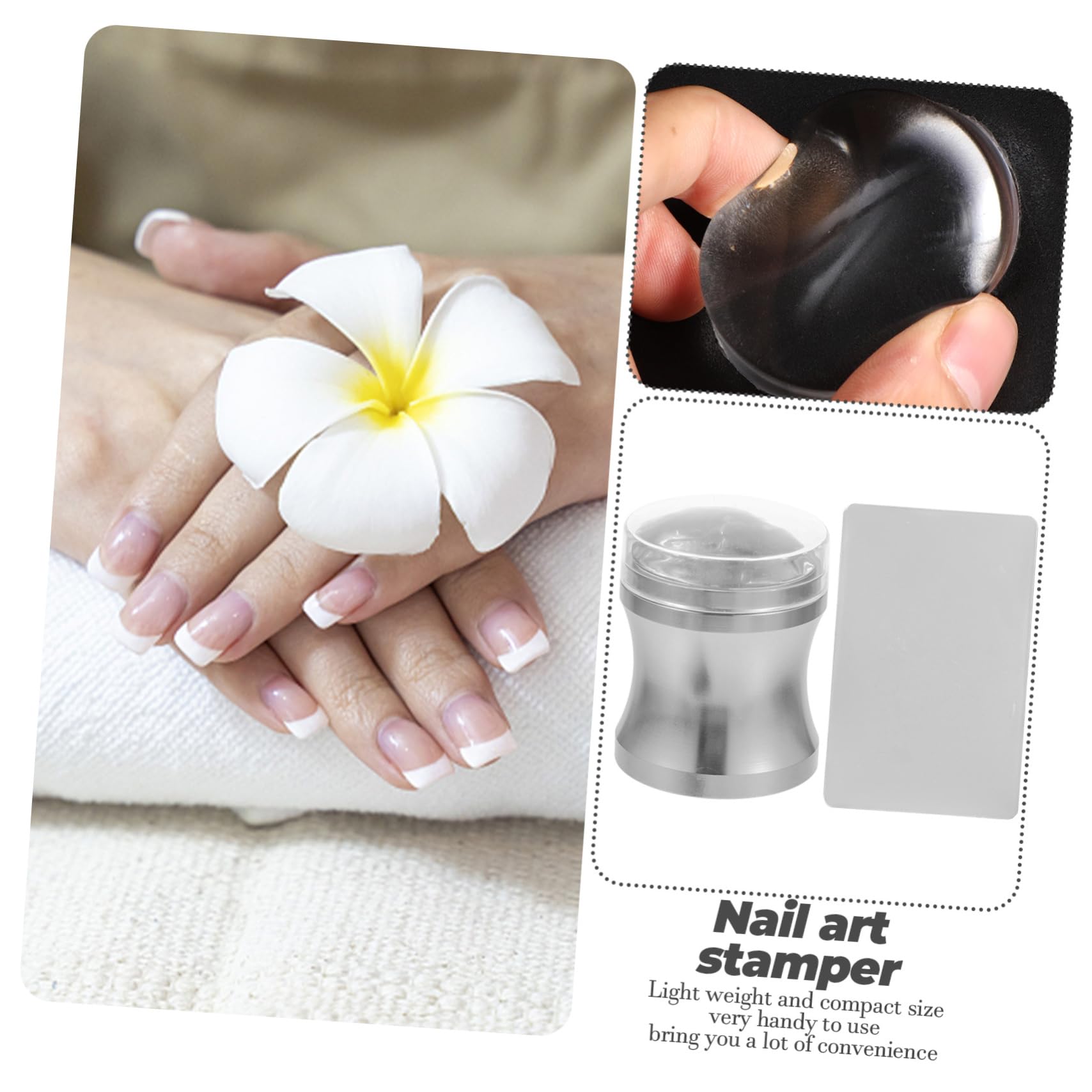 Healeved 4juegos Kit De Estampado De Uñas De Silicona Sello Transparente y Rascador Herramientas De Manicura Para Decoración De Uñas y Diseño Personalizado