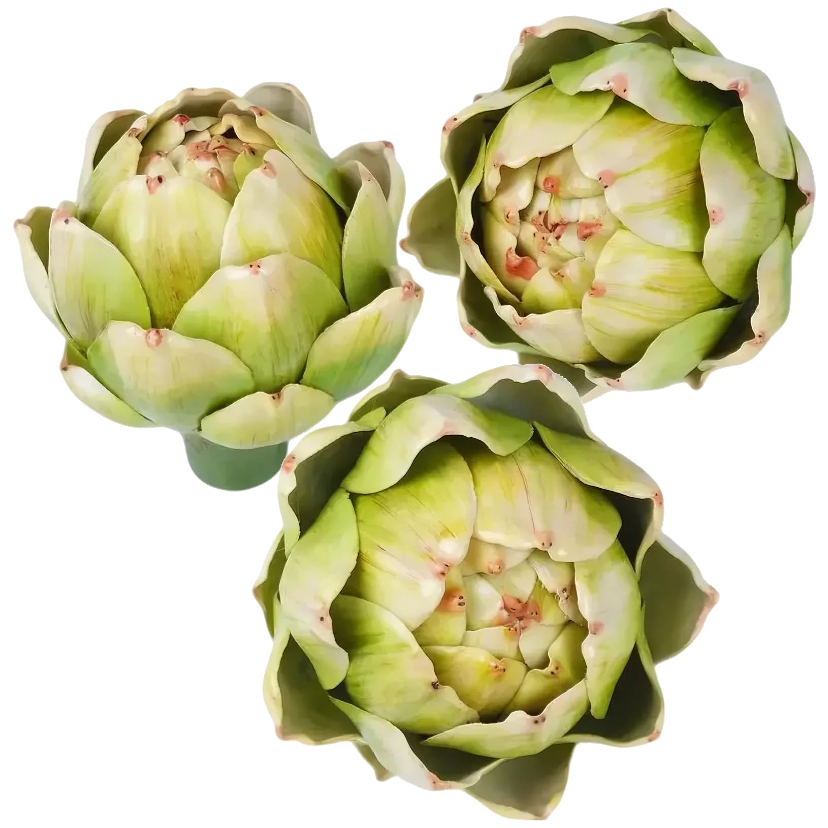 Large Faux Artichokes Lifelike Fake Vegetables to Enhance Your Table Kitchen or Any Space with Fresh Artichoke Decor (3, Green, Large)