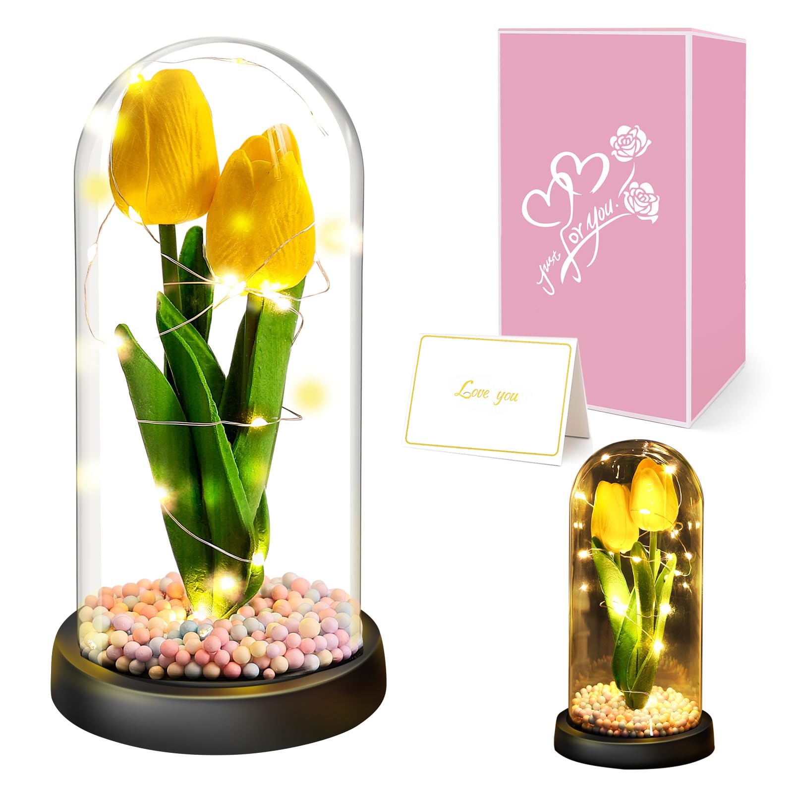 Fiore Artificiale Regalo di San Valentino per Donne, Idee Tulipani Regalo Donna, Romantico Kit di Tulipani Regalo Mamma Nonna, Regalo per Lei, Fiore Regalo Anniversario per Lei Idee Regalo Nascita