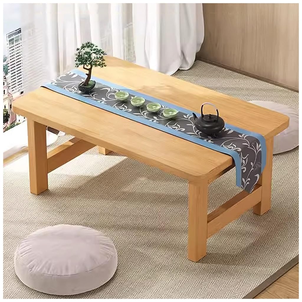 Table basse de salon en bois véritable table à thé japonaise style bûche 100x48cm