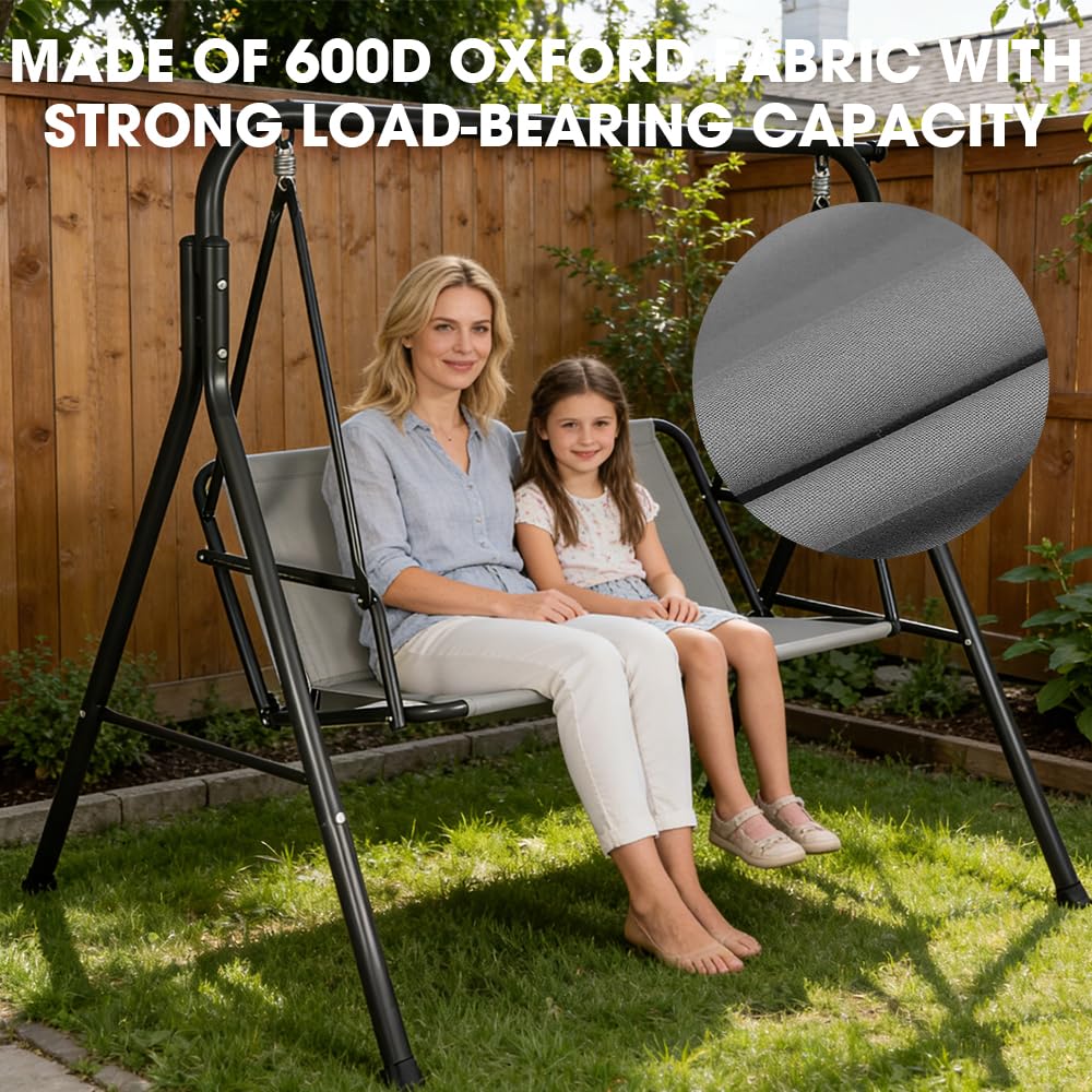 Ersatz-Schaukelsitzbezug, Hollywoodschaukel Sitzbezug 600D Oxford Gewebe Wasserdicht Reißfest Ersatzpolster Gartenstuhl Sitzbezug Passform für 2-3Sitzer (138 * 50 * 50cm,Grau)