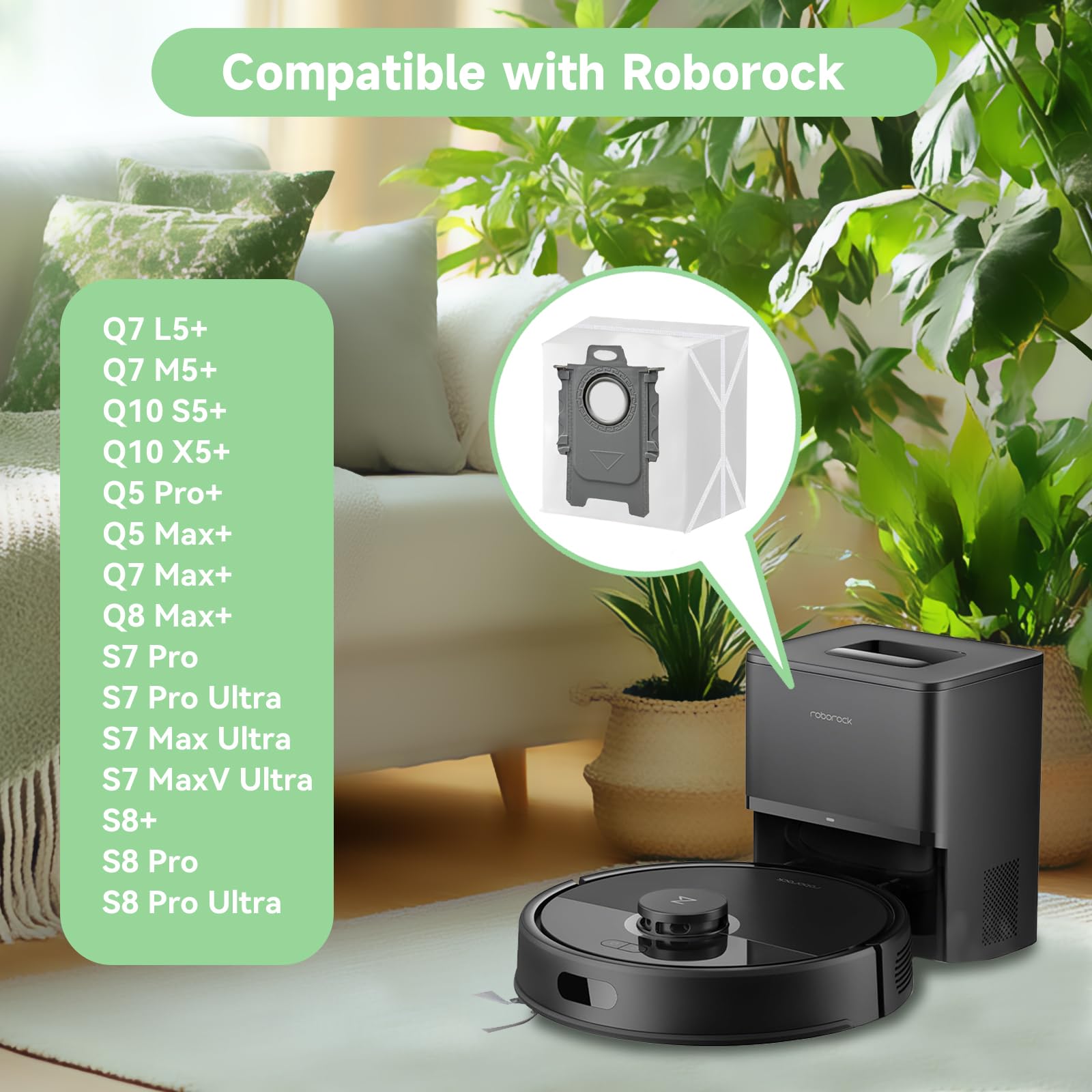 WAIKAS 6 Sztuk Q8 Worki do Odkurzacza Roborock Q8 Max/Max+, Q5 Pro/Pro+, S8, S8 Pro Ultra, S7 Max Ultra, S7 Pro Ultra Robot Odkurzający