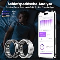 Okosgyűrű - 5ATM Vízálló Aktivitásmérő Ezüst Színben, Alvásfigyelő, Lépésszámláló, Bluetooth Fitness Tracker Férfiaknak és Nőknek 5