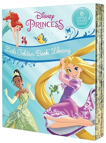 Disney Princess Little Golden Book Library -- 6 Little Golden Books: Tangled; Brave; The Princess and the Frog; The Little Mermaid; Beauty and the Beast; Cinderella