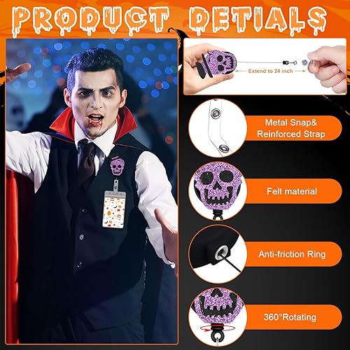 Miniatura 2 de Tinlade 24 piezas de carrete de insignia de Navidad con clip, lindo carrete de insignias de vacaciones, carrete de identificación con nombre de pan