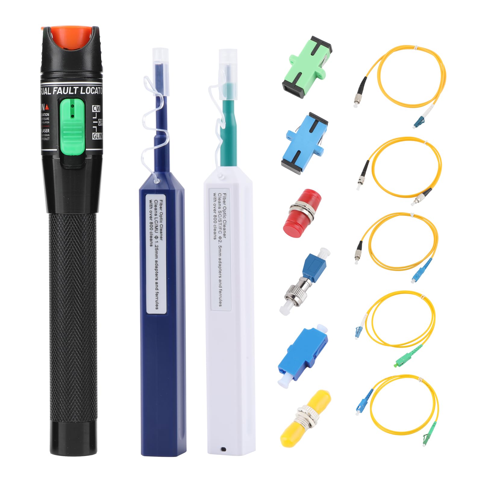 Glasfaser Werkzeug mit Visual Fault Locator 30KM 30mW, Glasfaser Adapter FC-Stecker auf LC-Buchse-Adapter APC/SC UPC/ST FC SC LC,Glasfaser-Reiniger und Patchkabel VFL-Tester Kit