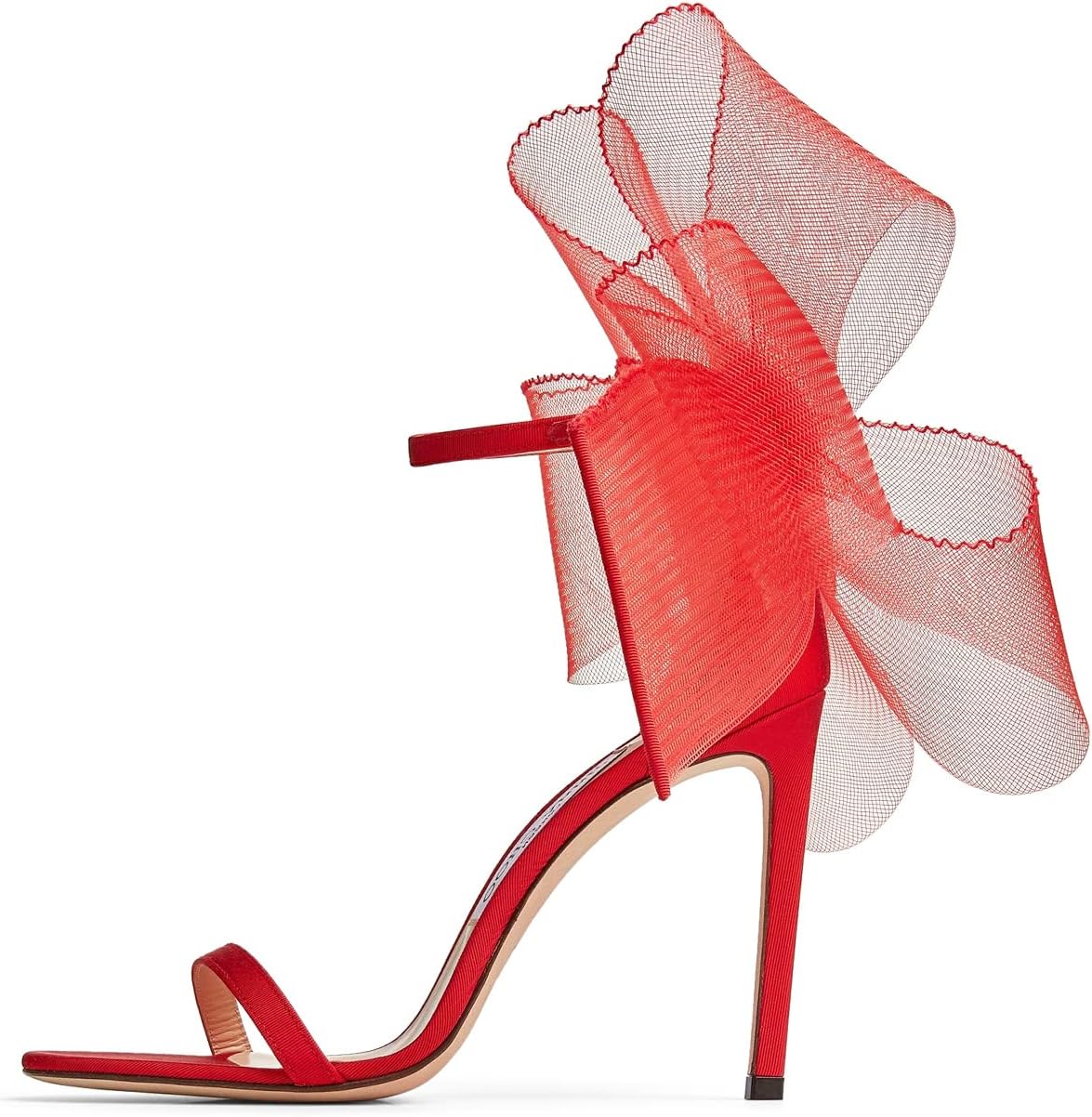 Coutgo Women's Bow Heels Open Toe Stiletto Heels One Strap Party Summer High Heeled Sandals Asymmetric Non-Removable Bow Knot