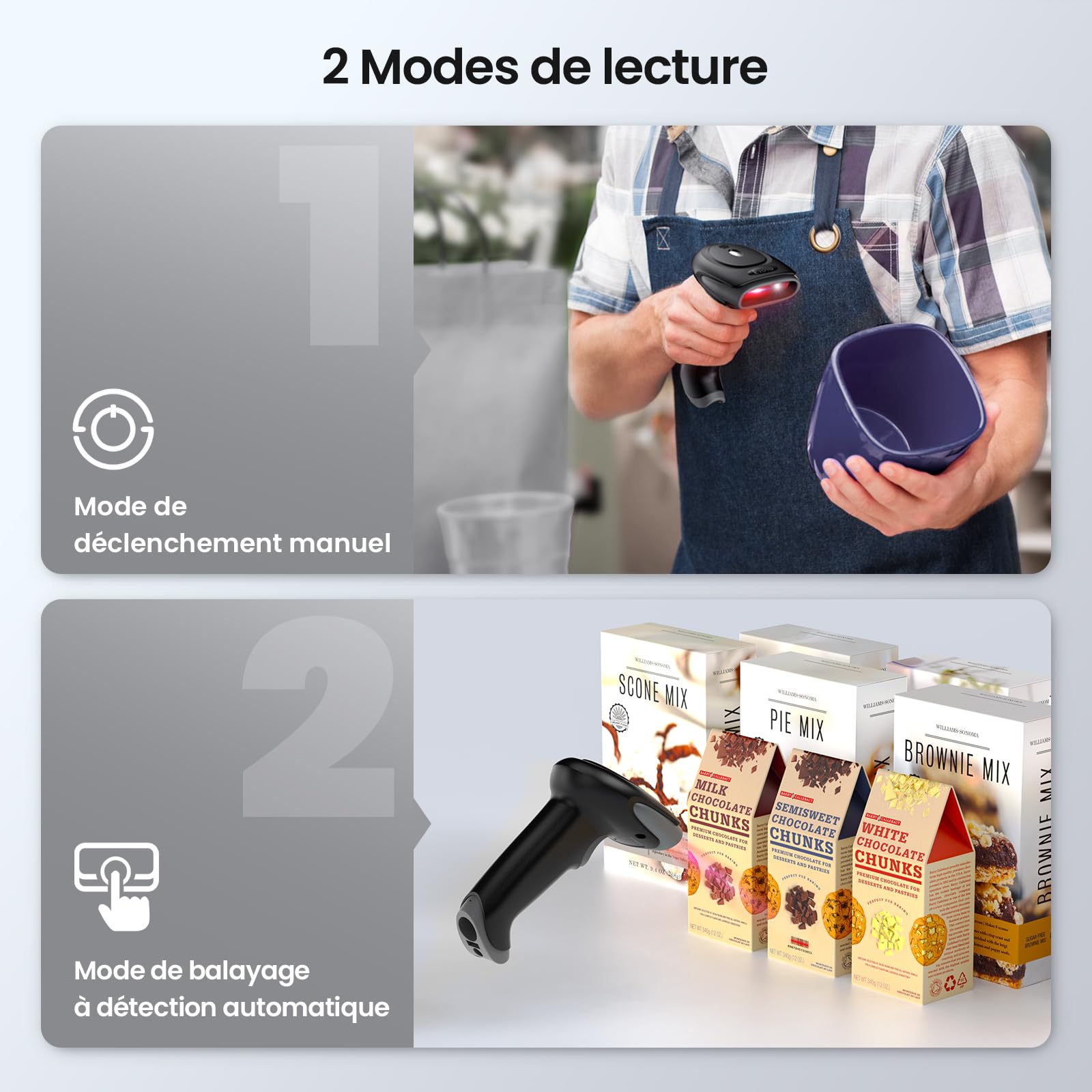 Eyoyo Lecteur de Codes-Barres sans Fil 1D 2D 2.4G USB Portable