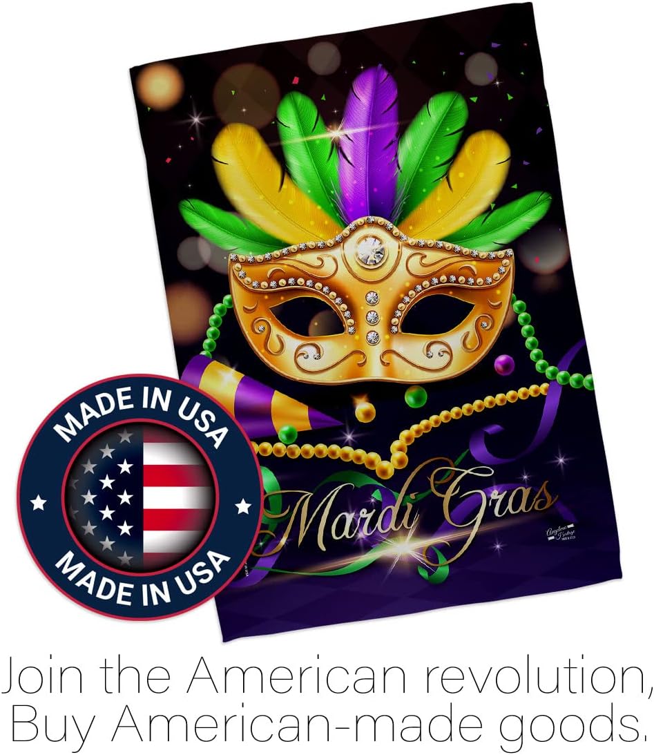Mardi Gras Party House Flag - Spring Carnival Festival Masquerade Celebration Season Holiday French - Decoration Banner Small Garden Yard Gift Double-Sided Made in USA 28 X 40