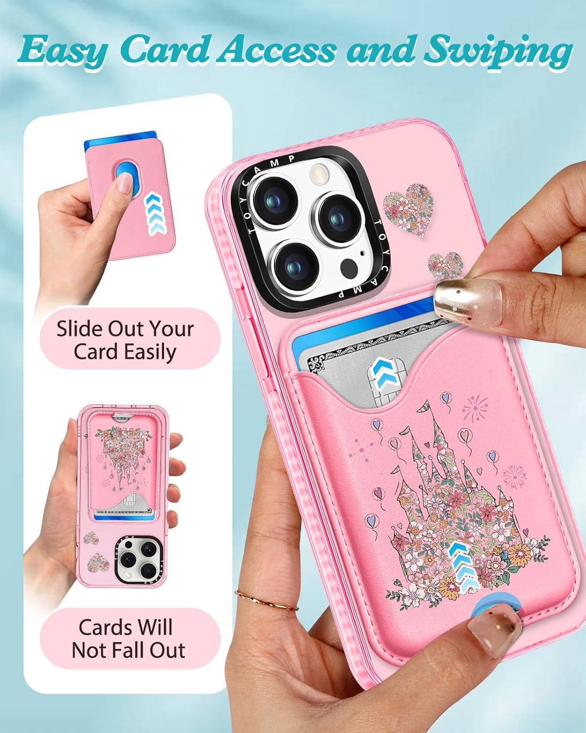 Toycamp for iPhone 14 Pro Case - Compatible with Magsafe Credit Card Holder Wallet Magnetic Cute Women Teen Girls Kawaii Girly Unique Castle Design Phone Cover for iPhone 14 Pro - Image 4