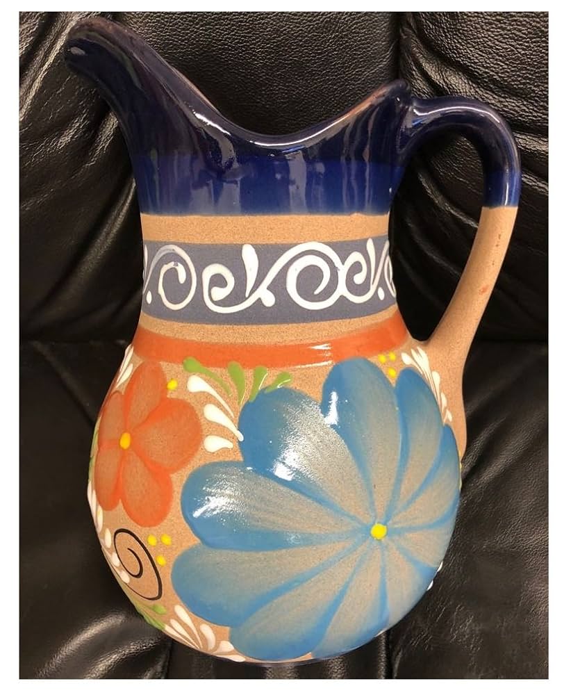 工芸品 Mexico water jug Made in Mexico Authentic Mexican Water Jug Carafe Drinks Jar