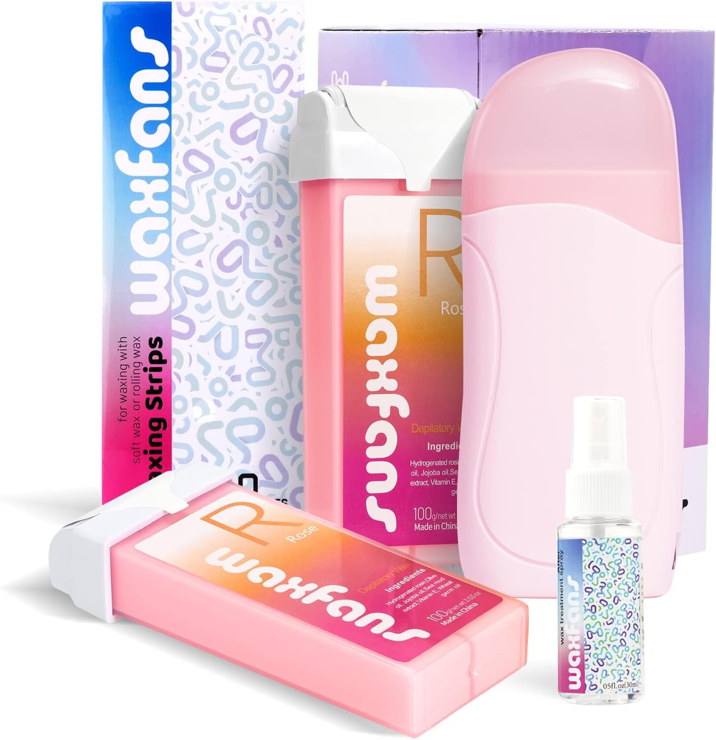 Waxing Kit for Women, Roll on Wax Kit,Smart Roll on Wax Warmer,Upgrade Waxing Kit,About 15-minute Fast Heating,Roll on Wax,Wax Roller（Purple）