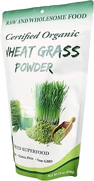 Cherie Sweet Heart Organic Wheat Grass Powder, Rich in Vitamins, Fibers, Fatty Acids and Minerals, Vegan Friendly (16 Ounce, 57 Servings)