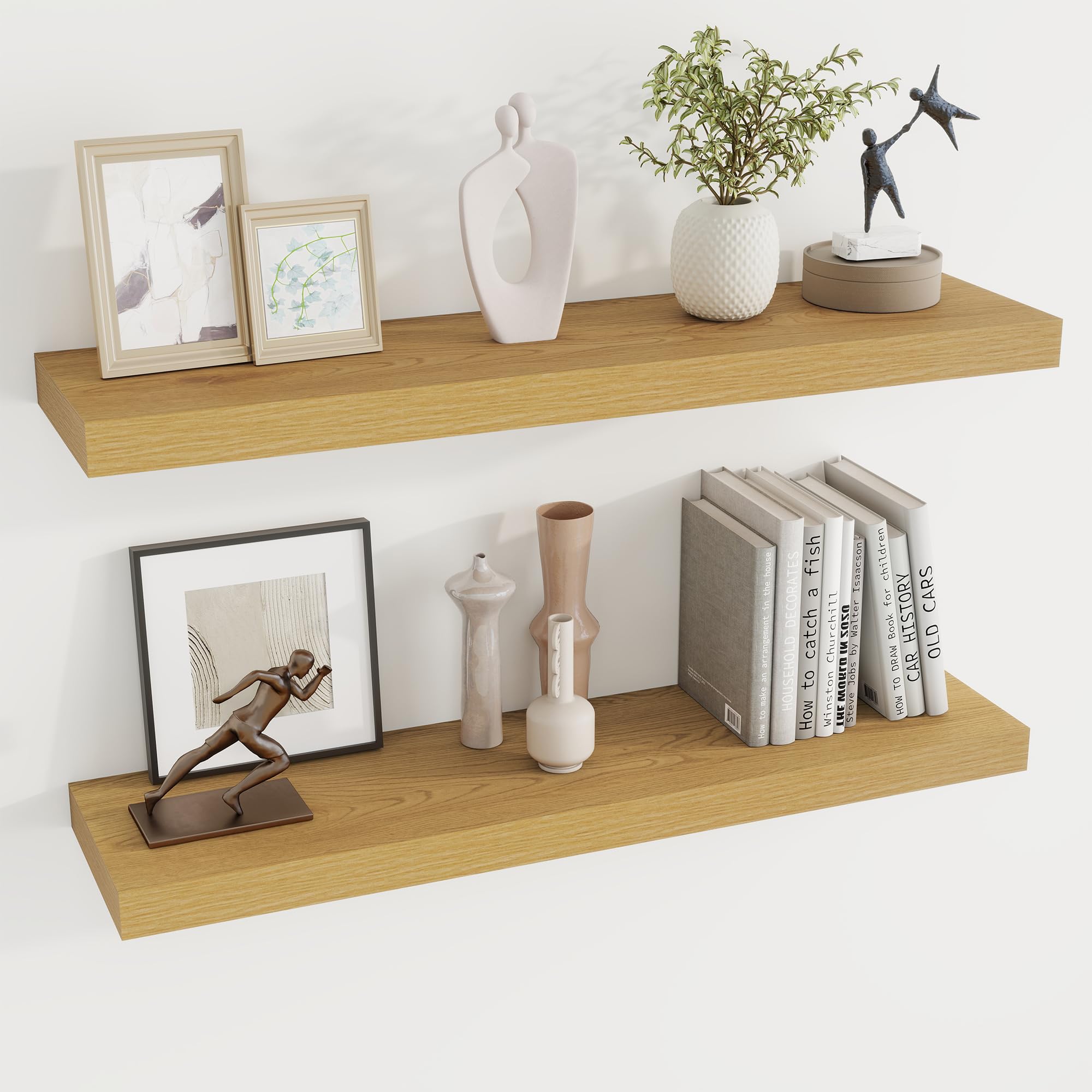 Dreamland 36 Inches Floating Shelves for Wall, 8 Inch Deep Floating Shelves Set of 2, Large Display & Storage Shelf, Wall Shelf for Bathroom Bedroom