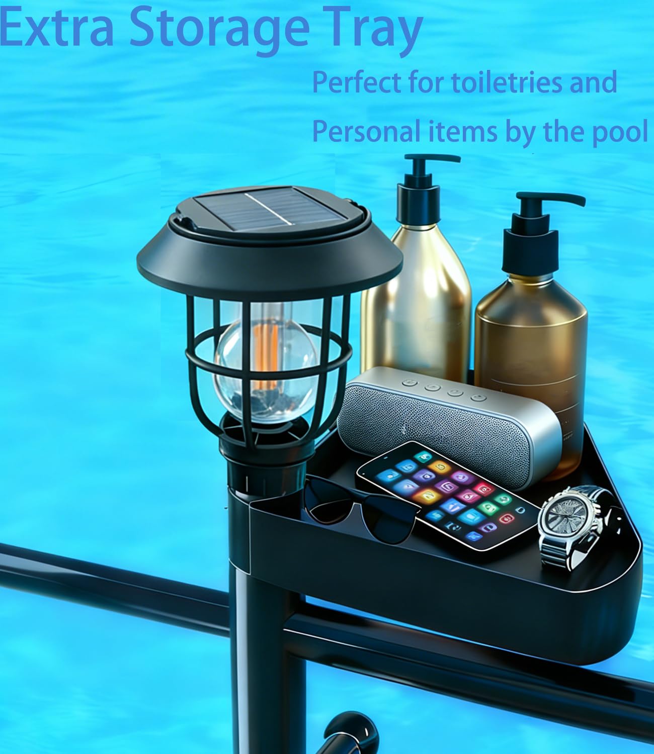 Porte-serviettes de piscine extérieur 5 avec lampe solaire