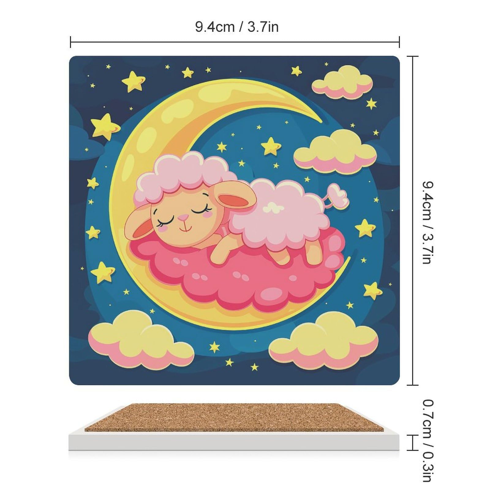 6 posavasos cuadrados de cerámica para beber, dormir en la luna, posavasos impresos para el hogar y el café, regalos de cumpleaños, adecuados para tipos de tazas