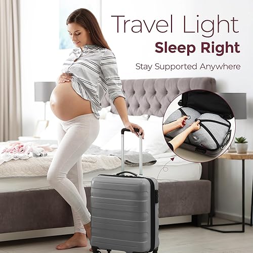 Miniatura 12 de Momcozy Almohada portátil de embarazo – Soporte de maternidad en forma de W para dormir de lado, almohada de cuña de viaje ajustable para alivio