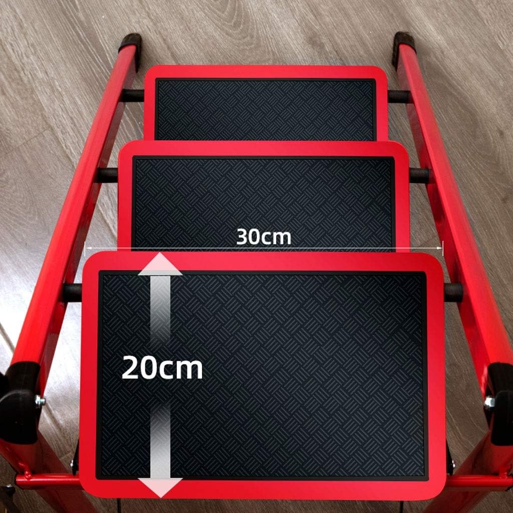 OKUOKA Ladders,Foldable Step Ladder for Household Small Ladder Household Thickened Non-Slip Aluminum Alloy Stair Stool 2/3 Step Multifunctional Step Ladder Stepladder/Red/3Step