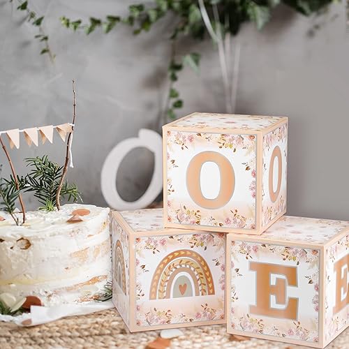 Miniatura 7 de Fumete 3 piezas de decoración de fiesta de primer cumpleaños con temática de arco iris, una caja de globos con una letra para decoración bohemia de