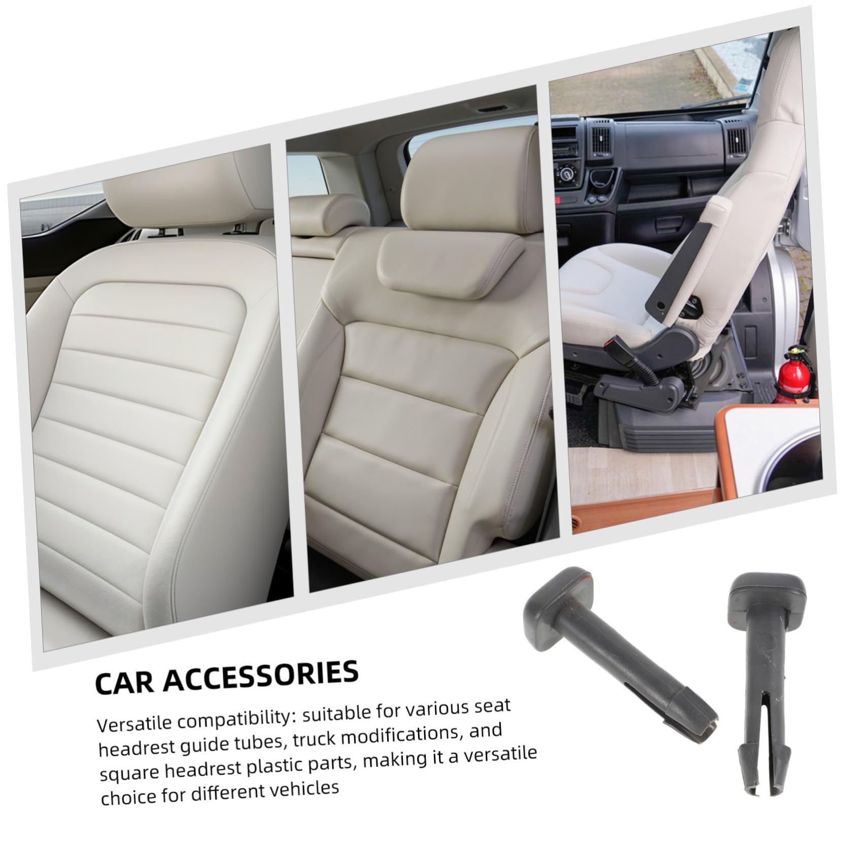 Guide Bloccaggio Poggiatesta Auto in Plastica Regolabile Set da per Sedili Anteriori Camion e Veicoli Compatibili